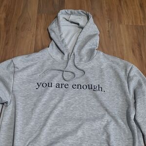 Gray 'You Are Enough.' Hoodie - Men's Casual Sweatshirt